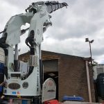 The 7 tonne crane mounted on the Strenx 700 frame now mostly hidden by the decking