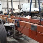 Full length of chassis with temporary supports still bolted in place